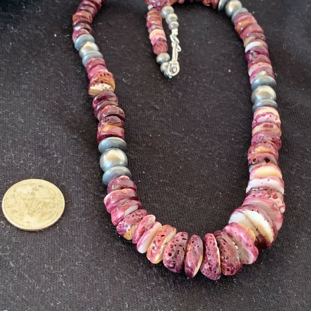 Navajo Pearls Spiny Oyster Necklace Pendant Ln 20 - Picture 12 of 12